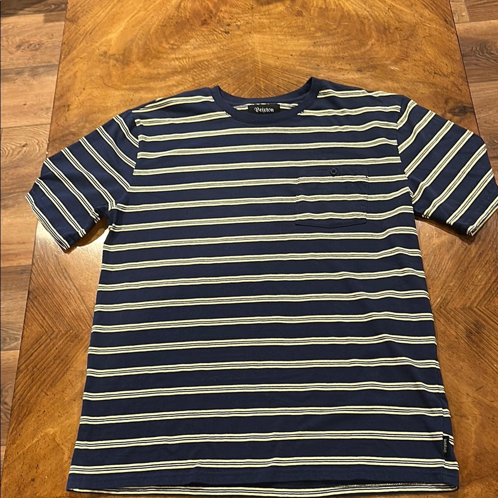 Brixton Navy and Cream Striped Short Sleeve Tee